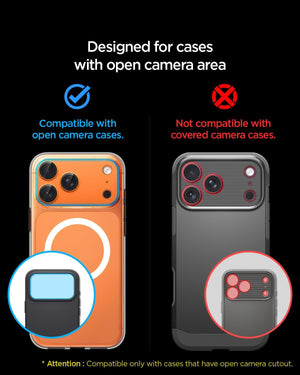 Spigen Camera Lens Screen Protector [GlasTR EZ Fit Optik Pro XL] Designed for iPhone 17 Pro Max [Case Friendly] - Cosmic Orange [1 Pack]