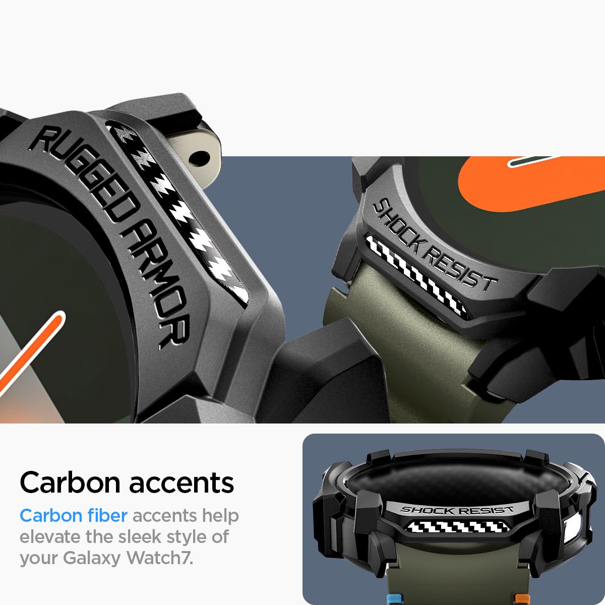 Spigen Galaxy Watch 7 44mm Case - Rugged Armor - Matte Black - Matte Black - image 5
