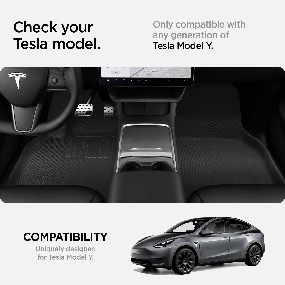 Spigen WeatherBloc Tesla Model Y 2020-2024 Floor Mat Set - Black - image 2