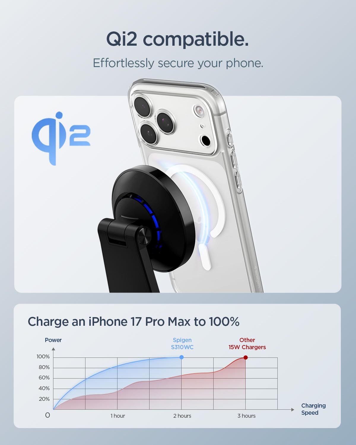 Spigen OneTap Pro 3 CryoMax Qi2 15W Wireless Charging Stand - Black - image 2