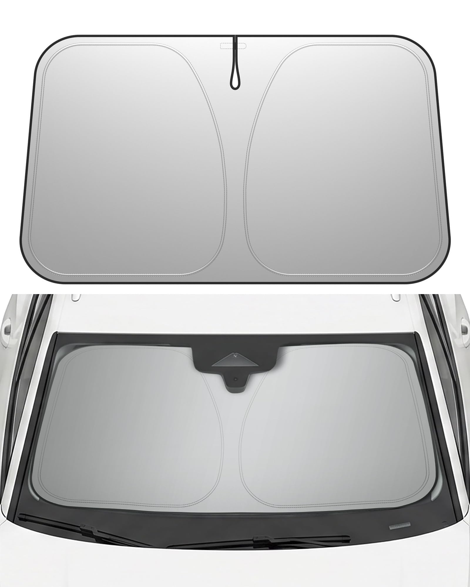 Spigen Universal Car Windshield Sunshade - Black - Medium – 58 × 33 in - image 1