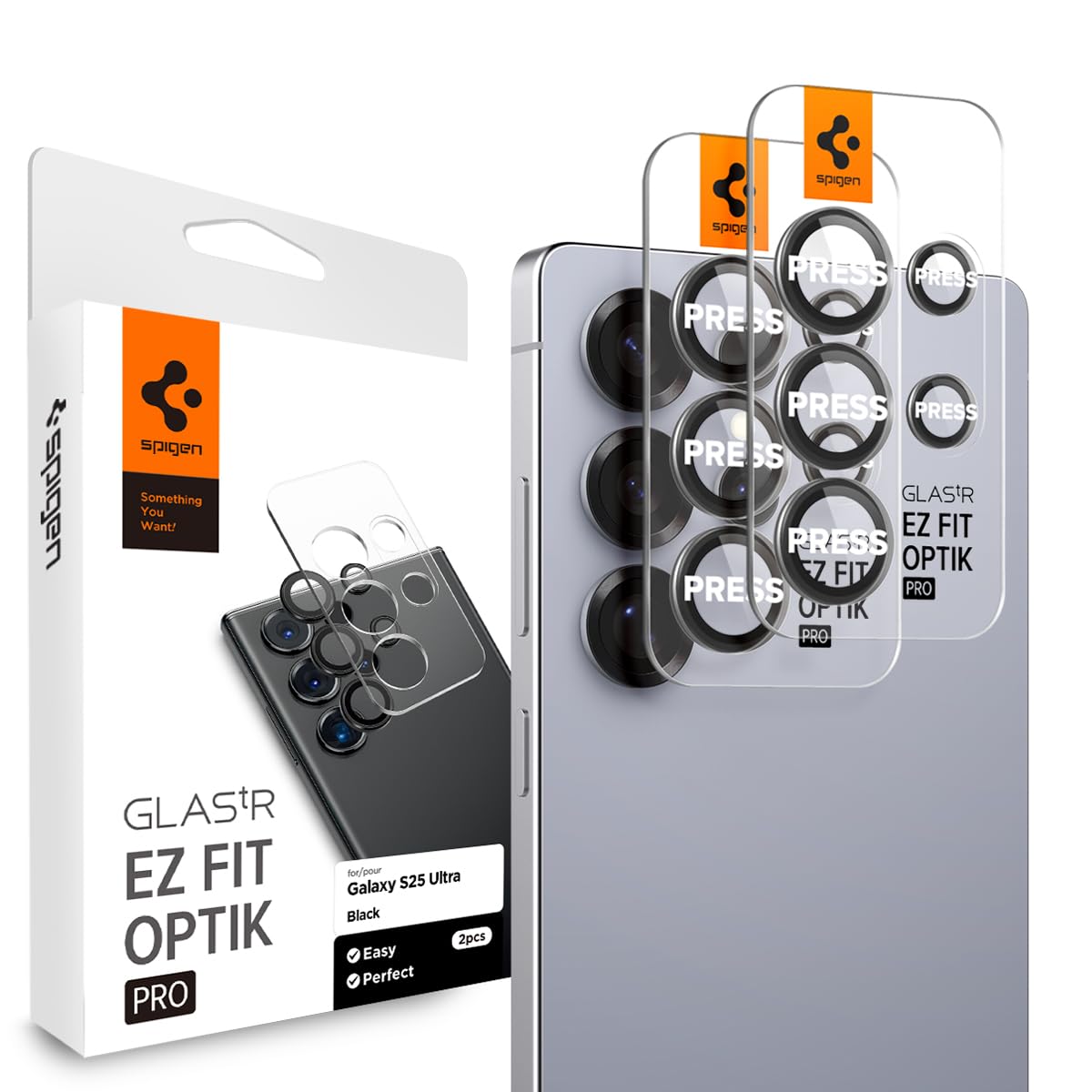 Spigen Galaxy S25 Ultra Lens Protector - Glas.tR EZ Fit Optik Pro (2 Pack) – Black – main product image