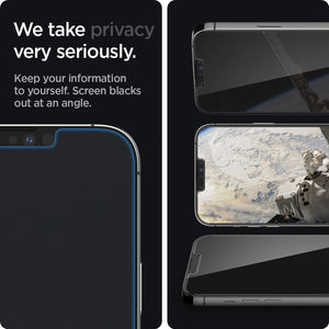 Spigen iPhone 14 Plus and 13 Pro Max Screen Protector GLAS.tR EZ Fit Privacy (2 Pack) - Privacy - image 5