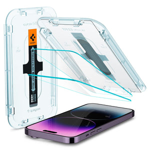 Spigen iPhone 14 Pro Max Screen Protector – GLAS.tR EZ Fit | Sensor Protected - EZ Fit tray above the display