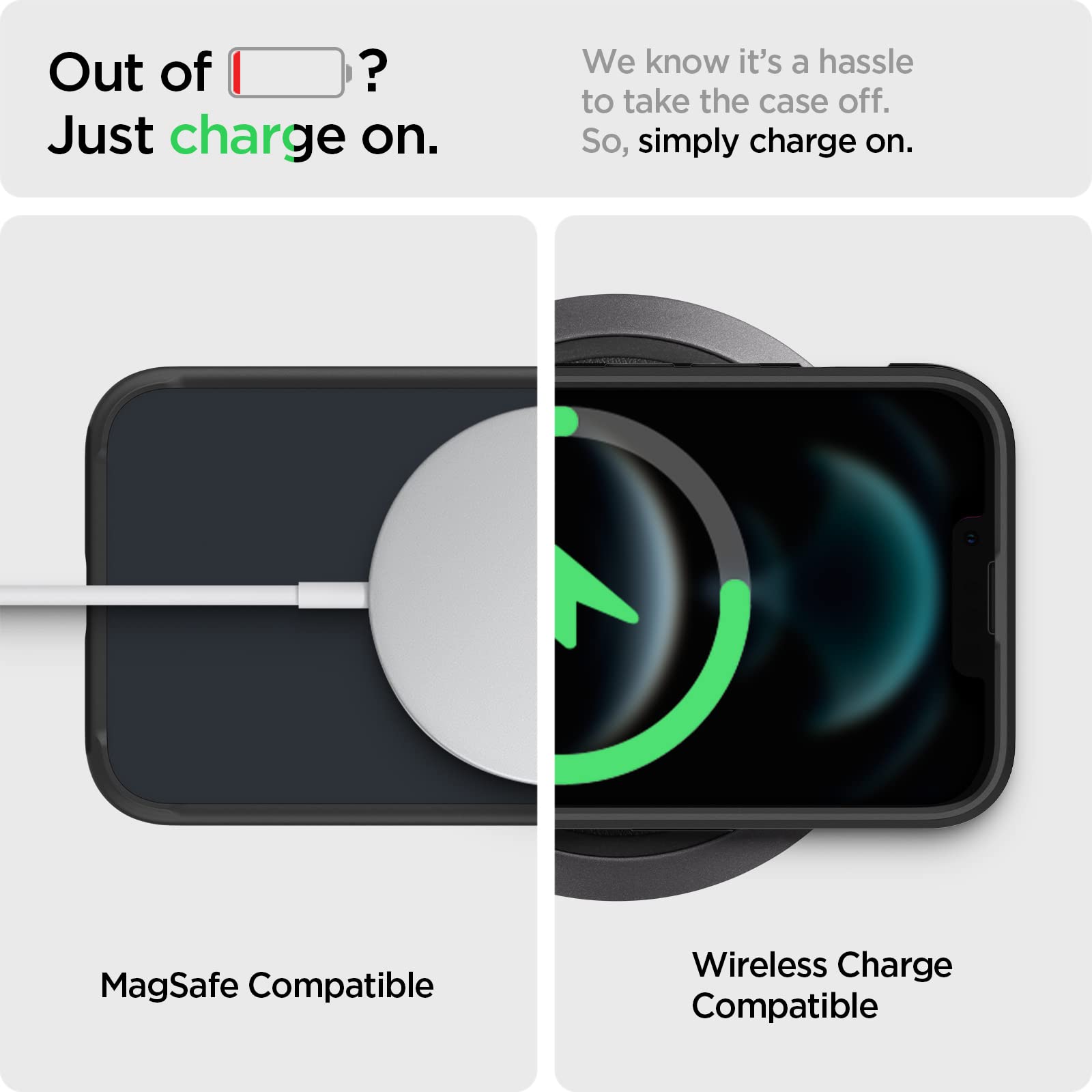 Spigen iPhone 13 Case Ultra Hybrid – Frost Black case with MagSafe and wireless charging compatibility