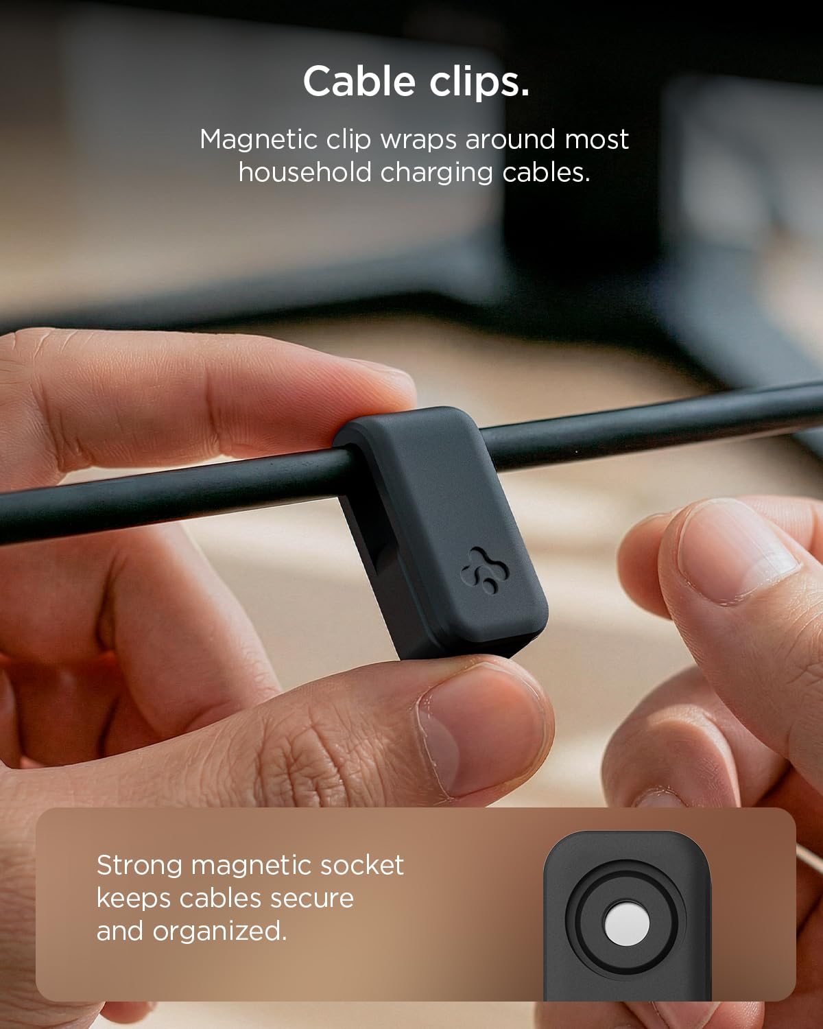 Spigen Magnetic Desktop Cable Holder - Black - image 5