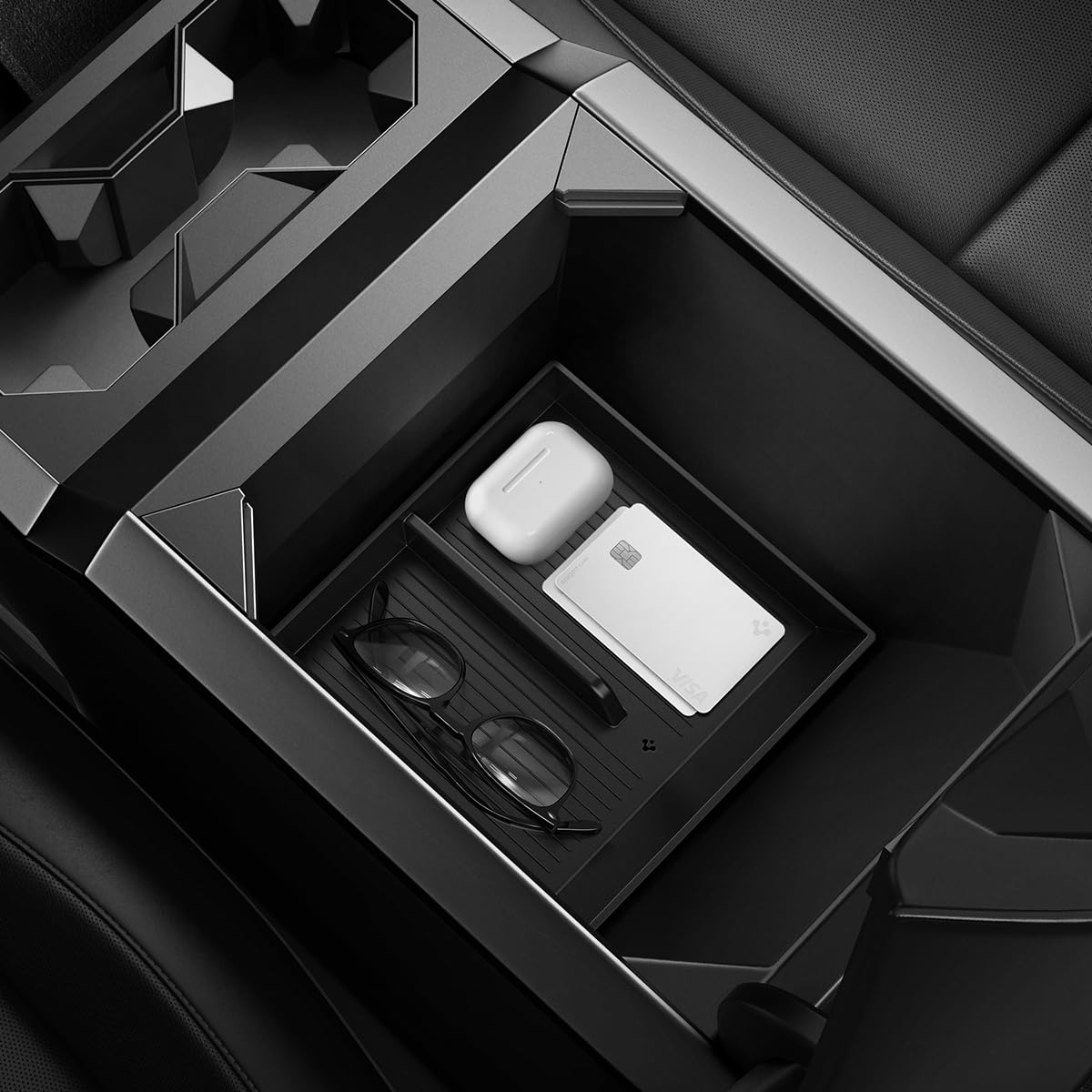 Spigen Tesla Cybertruck Bottom Center Console Organizer Tray - Black - image 1
