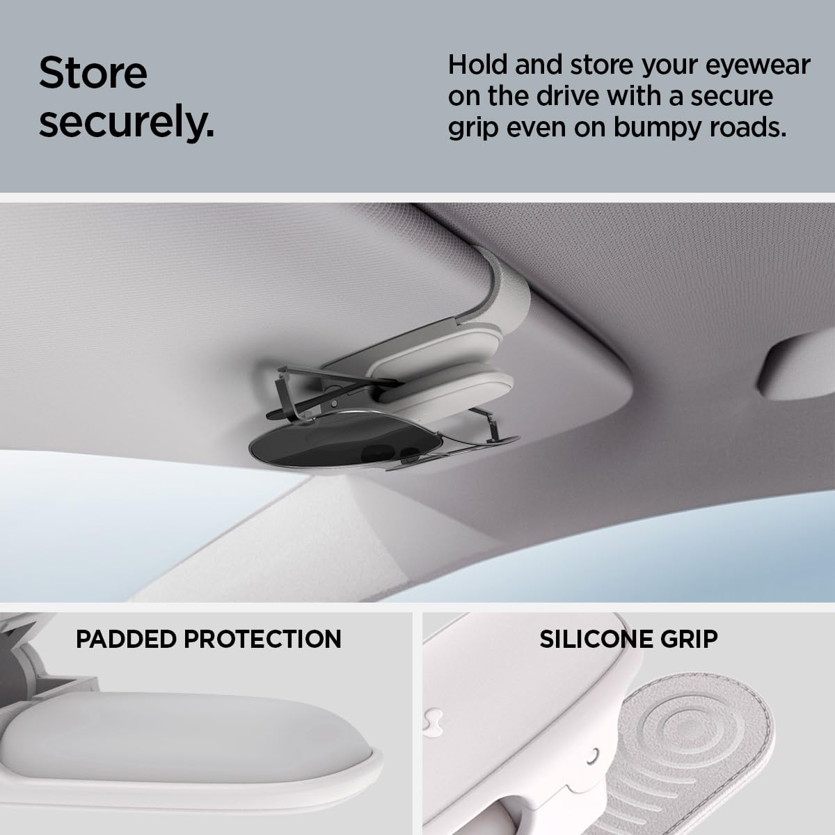 Spigen Car Visor Sunglasses Holder – SH100 Silicone Clip 2-Pack - Gray - image 3