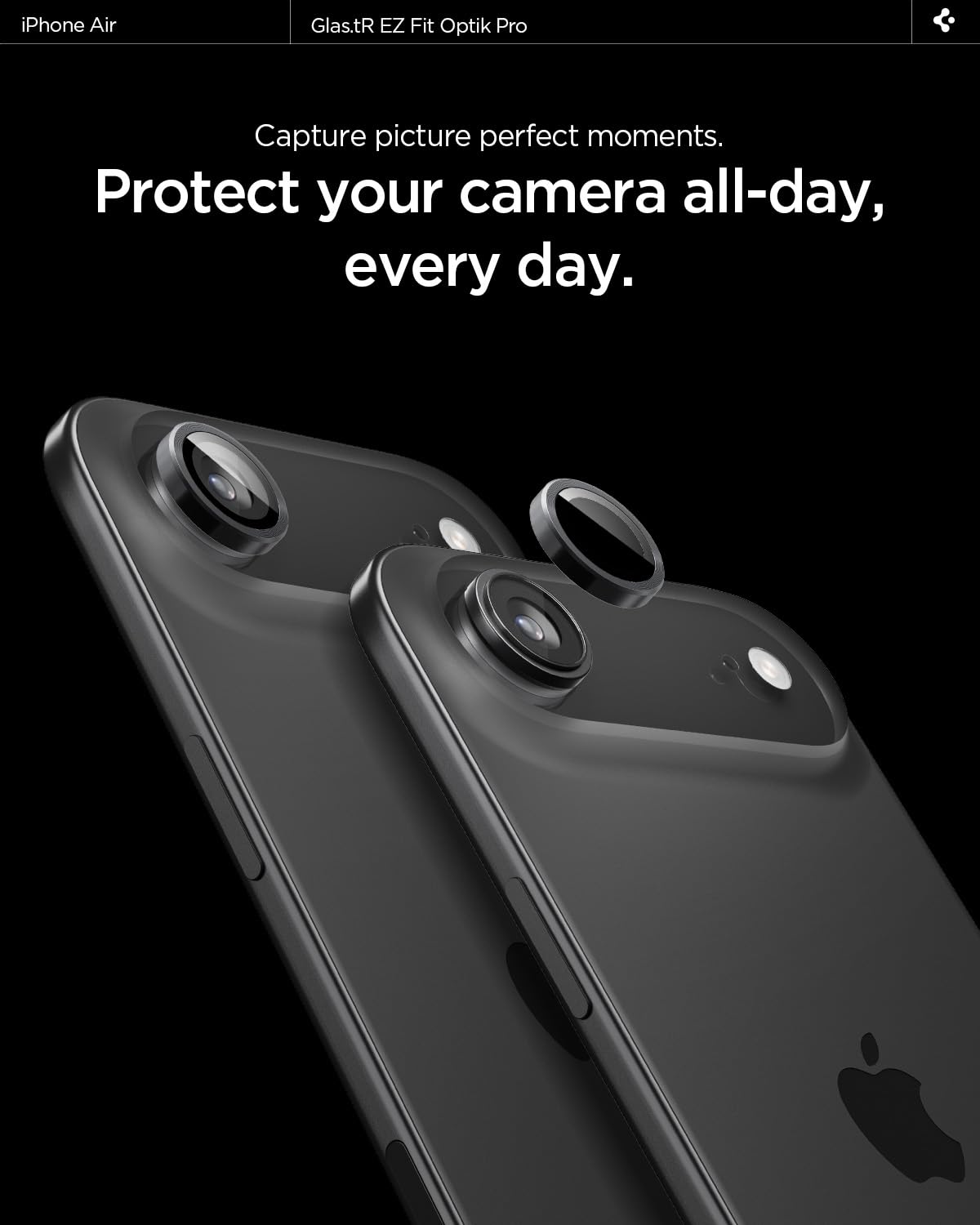 Spigen iPhone Air Lens Protector Optik Pro EZ Fit 2 Pack - Black - image 3