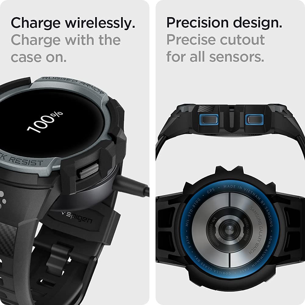 Spigen Galaxy Watch FE / 5 / 4 40mm Case + Band - Rugged Armor Pro - Charcoal Gray – image 6