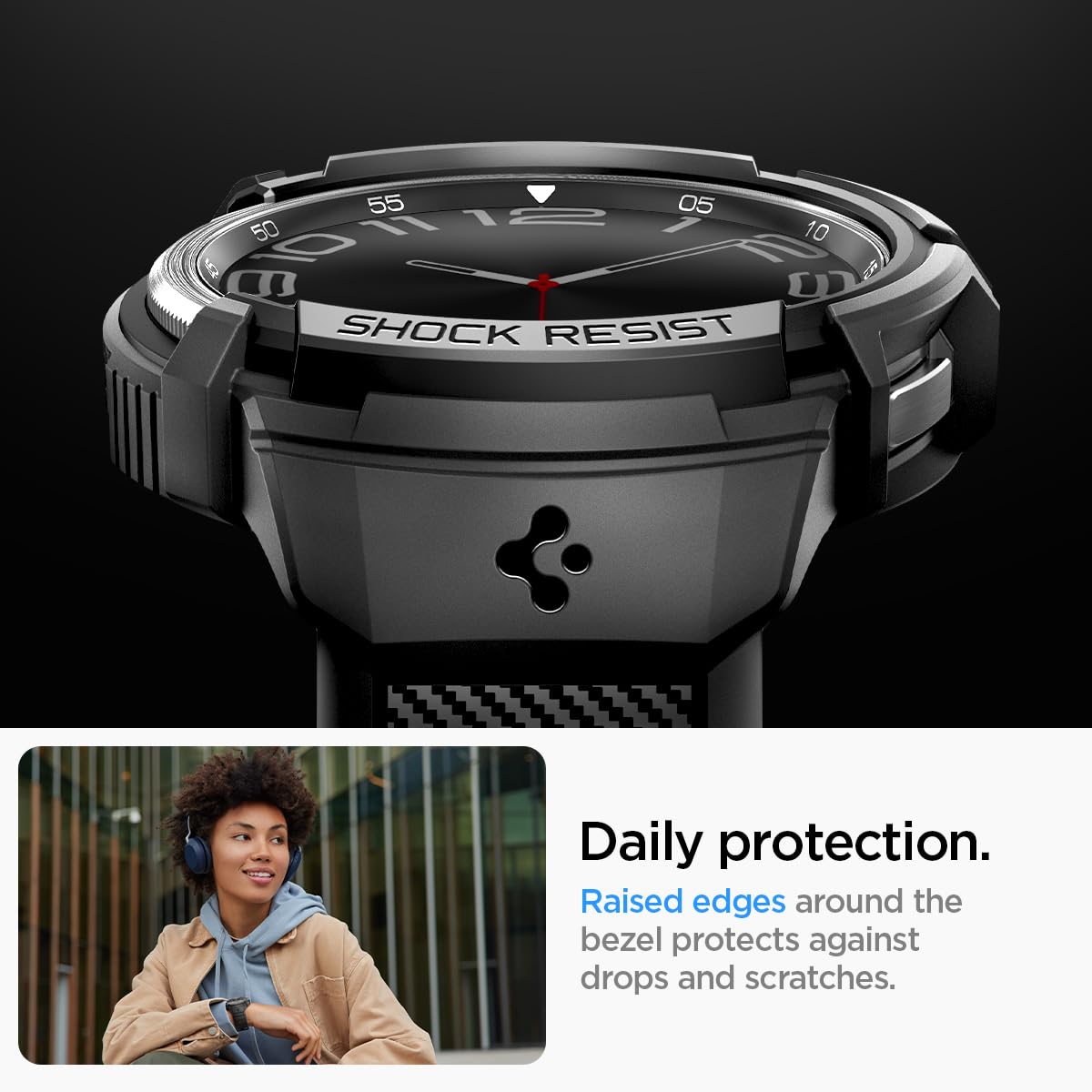 Spigen Galaxy Watch 6 Classic 43mm Case + Band - Rugged Armor Pro – Black – detail image 4