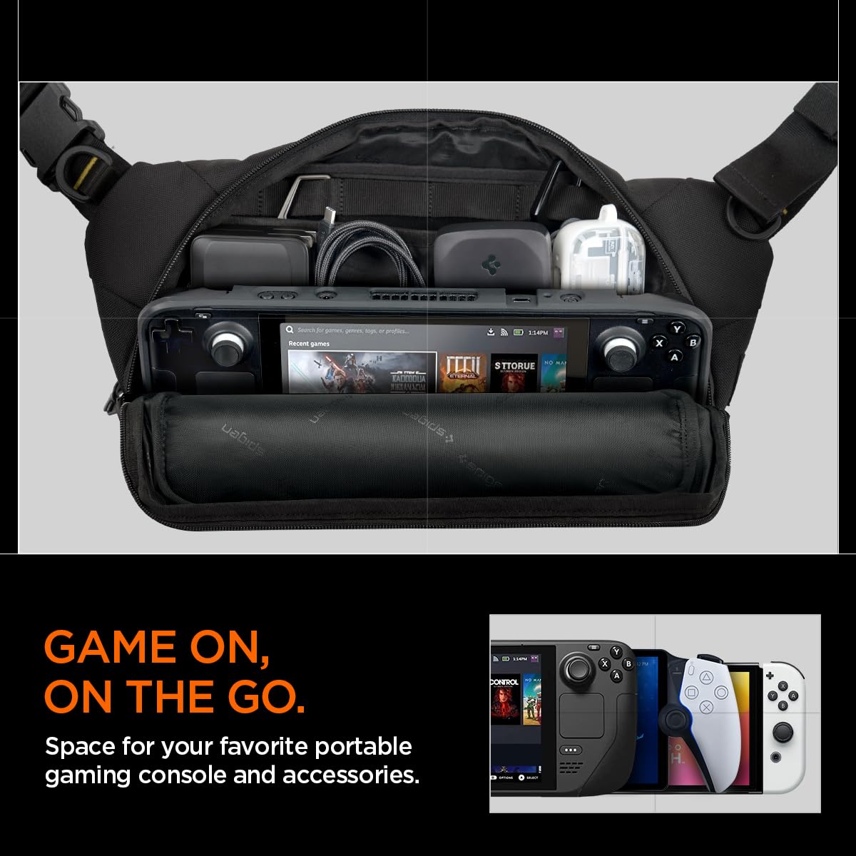 Spigen Klasden KD410 Handheld Gaming Sling Bag - Black - image 5