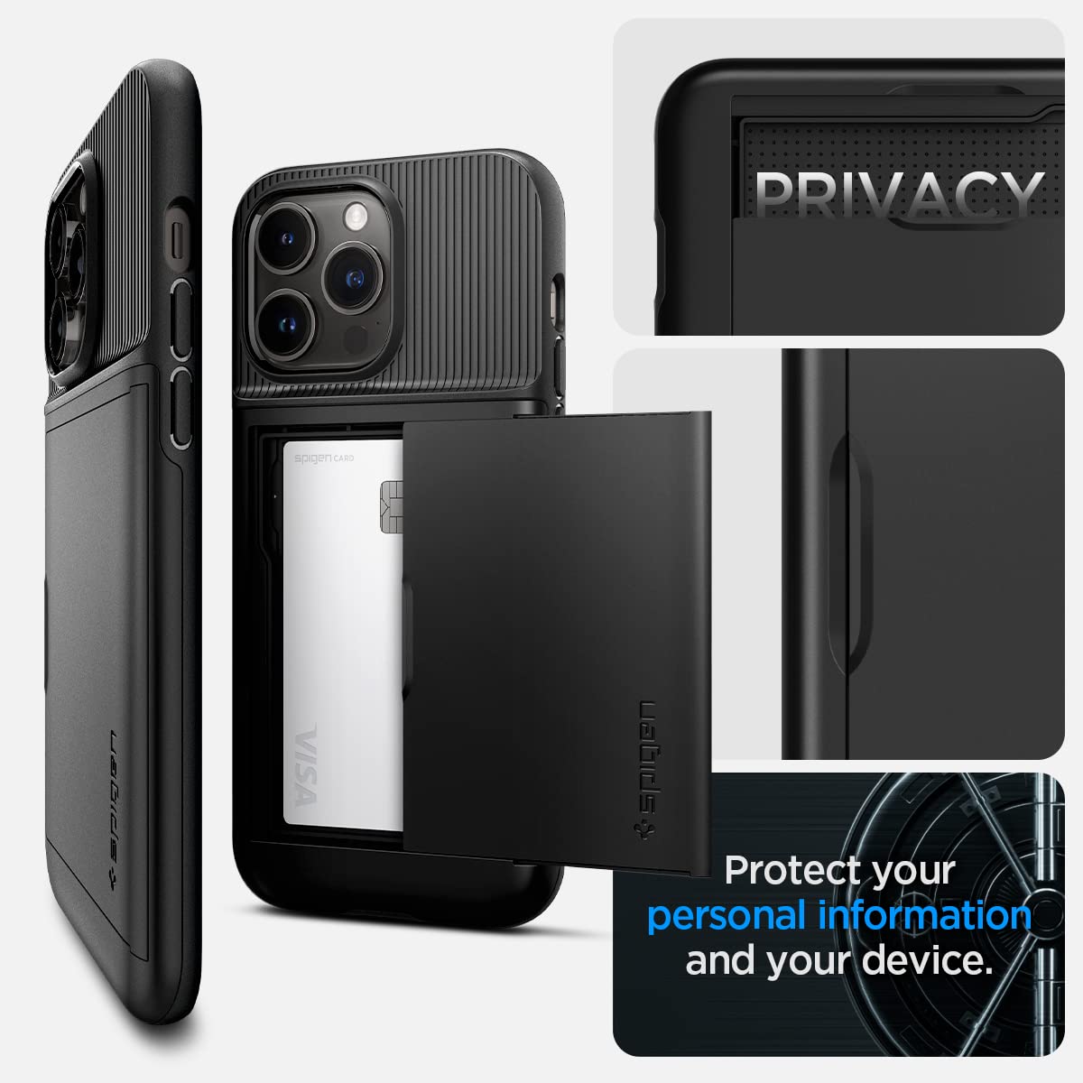 Spigen Slim Armor CS iPhone 14 Pro Card Holder Case - Black - image 4