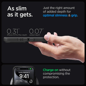 Spigen Ultra Hybrid (MagFit) case for iPhone 15 Pro Max in Frost Black – detail image 5