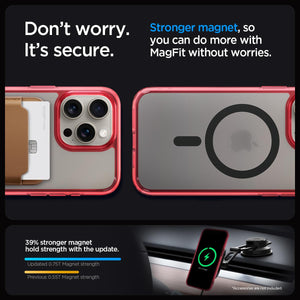 Spigen Ultra Hybrid (MagFit) case for iPhone 15 Pro Max in Deep Red – detail image 4