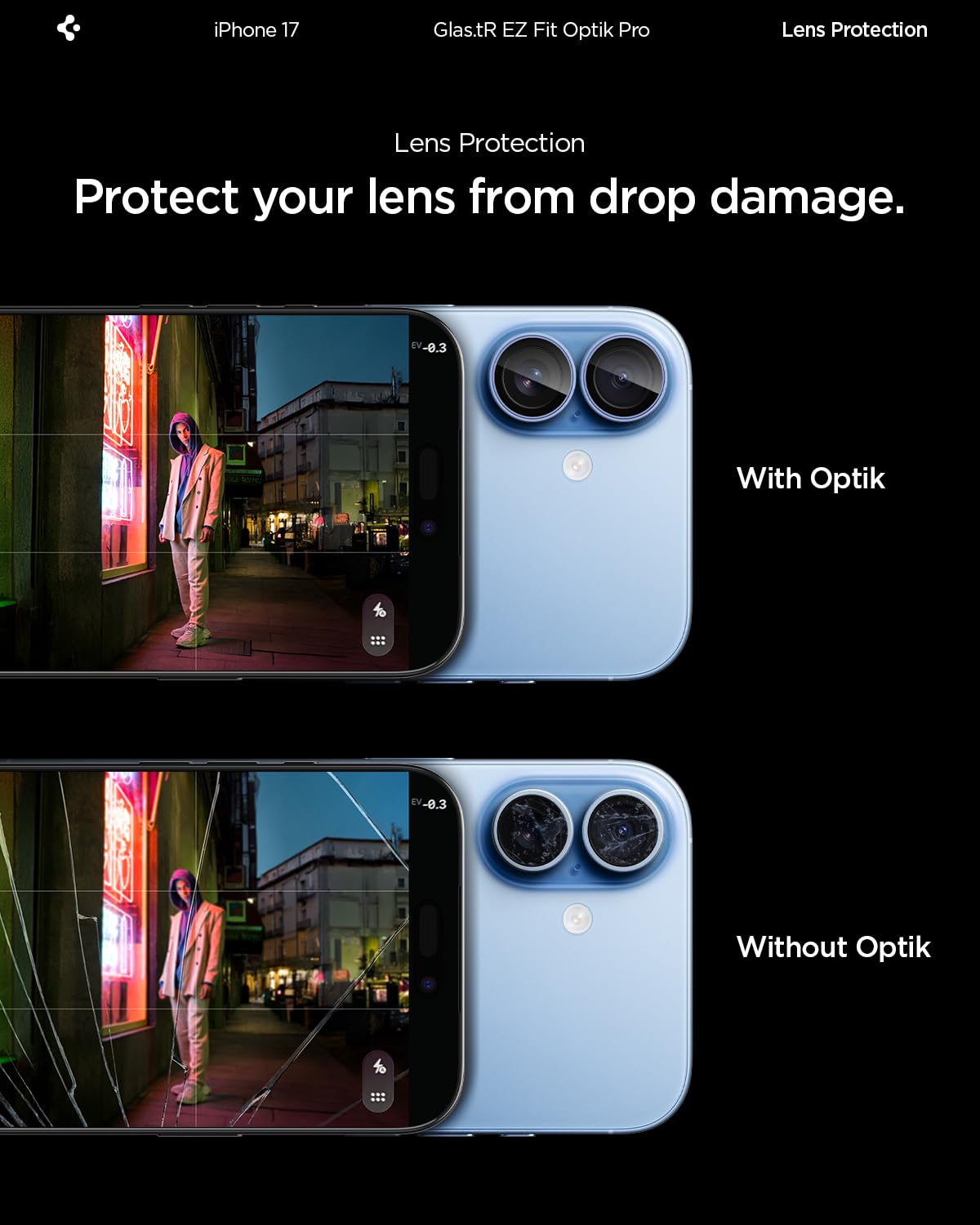 Spigen iPhone 17 Camera Lens Protector GLAS.tR EZ Fit Optik Pro (2 Pack) - Mist Blue - image 5