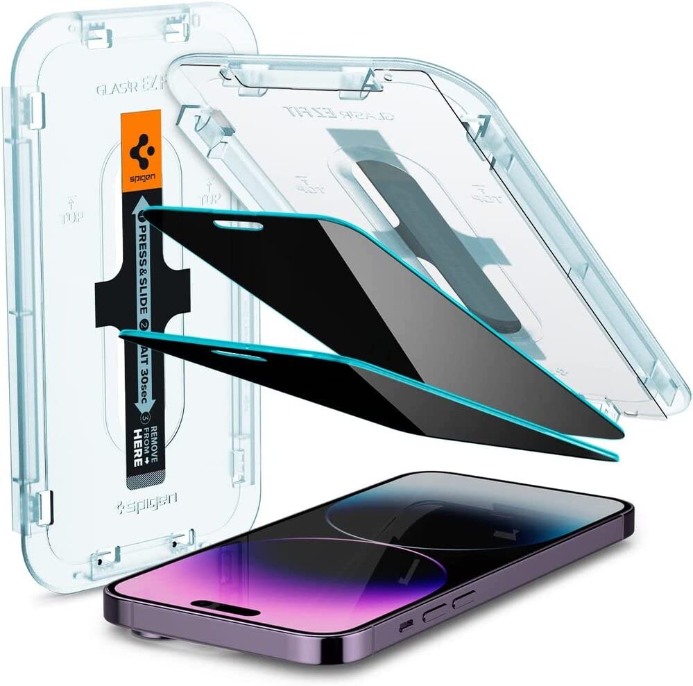 Spigen iPhone 14 Pro Max Screen Protector GLAS.tR EZ Fit Privacy (2 Pack) - iPhone 14 Pro Max - Privacy - image 1