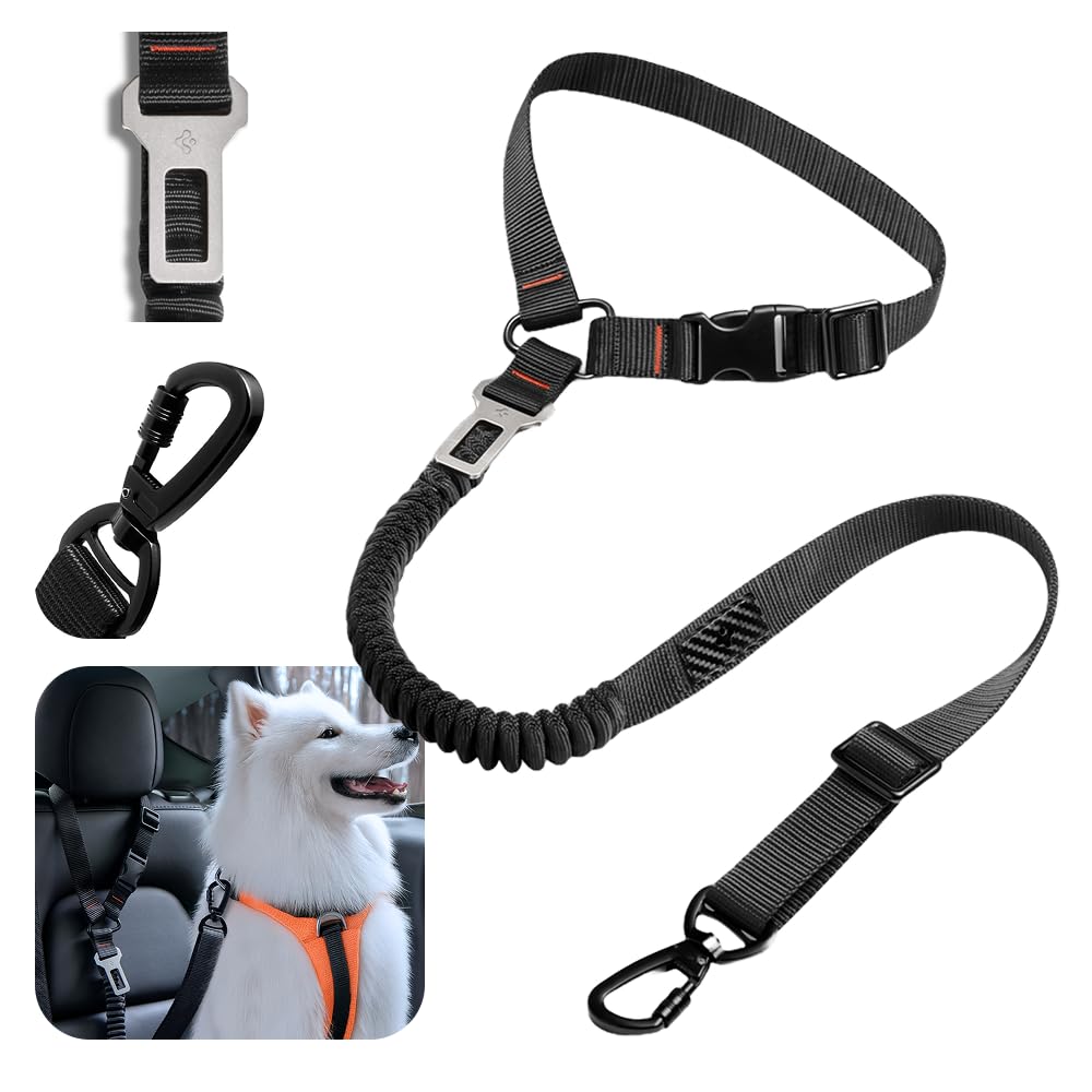 Spigen Dog Car Seat Belt Tether with Dual Attachment - Black - image 1