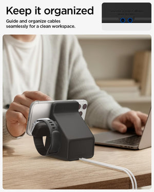 Spigen MagFit Duo MagSafe Charging Stand with Apple Watch Charger Holder - Black - image 5