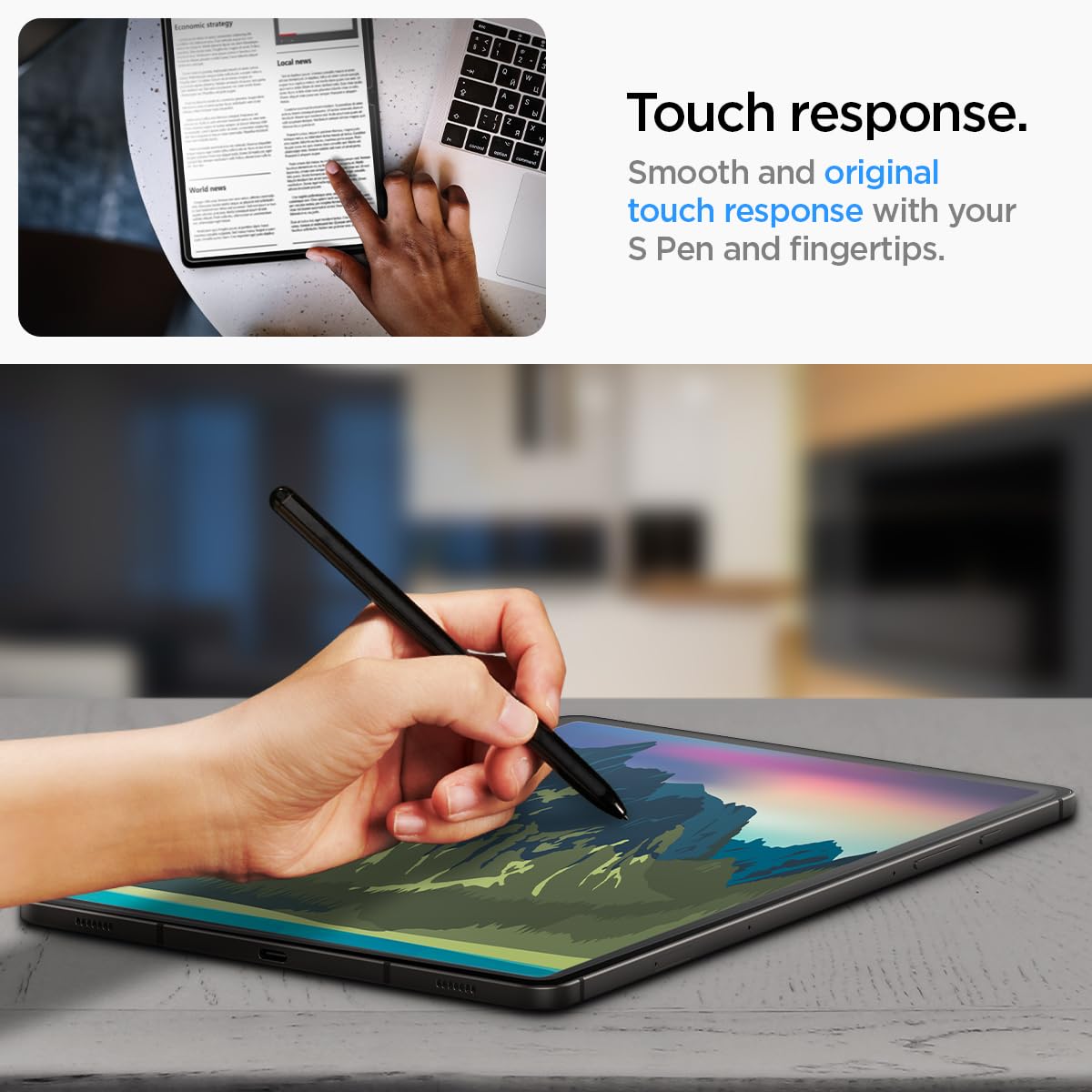 Spigen Galaxy Tab S10 Ultra / S9 Ultra Screen Protector - Glas.tR EZ Fit Tempered Glass - Clear - image 6
