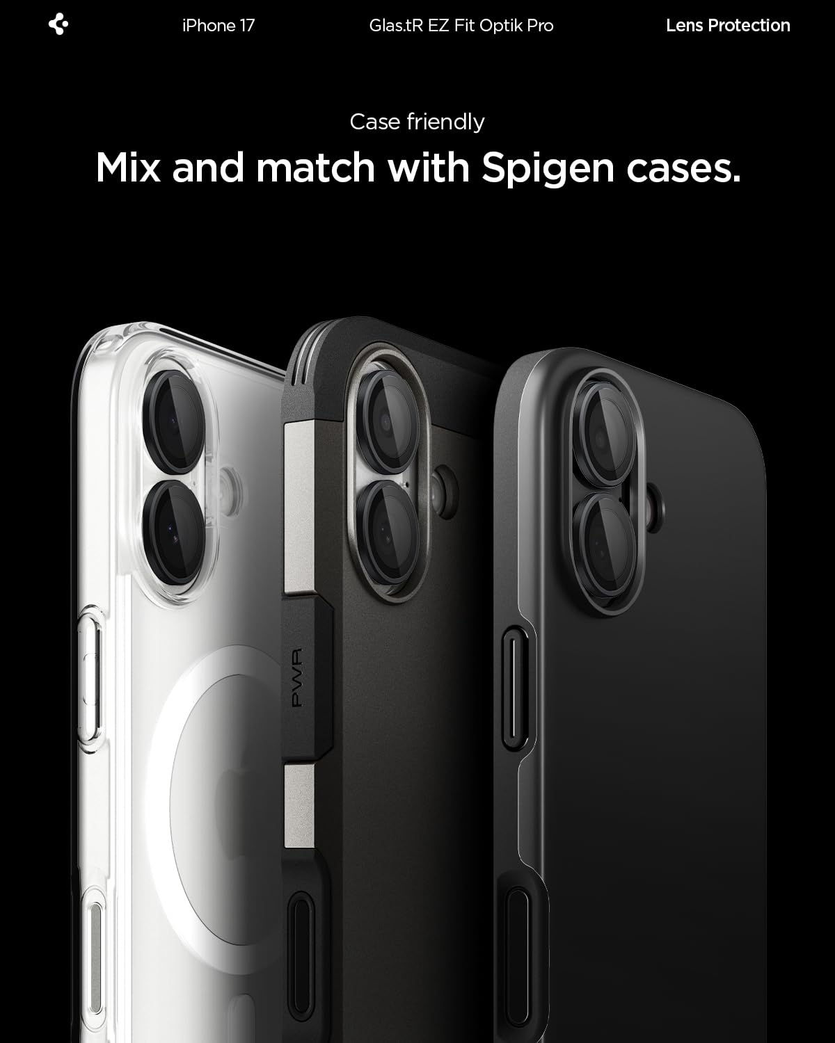 Spigen iPhone 17 / 16 Plus / 16 Camera Lens Protector GLAS.tR EZ Fit Optik Pro (2 Pack) - Black - image 7