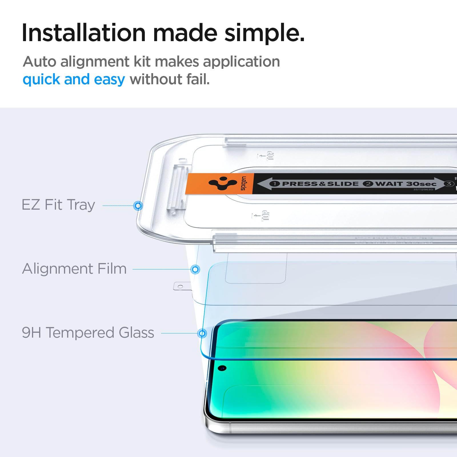 Spigen Galaxy A56 5G / S24 FE Screen Protector - Glas.tR EZ Fit Tempered Glass (2 Pack) - Clear - image 3