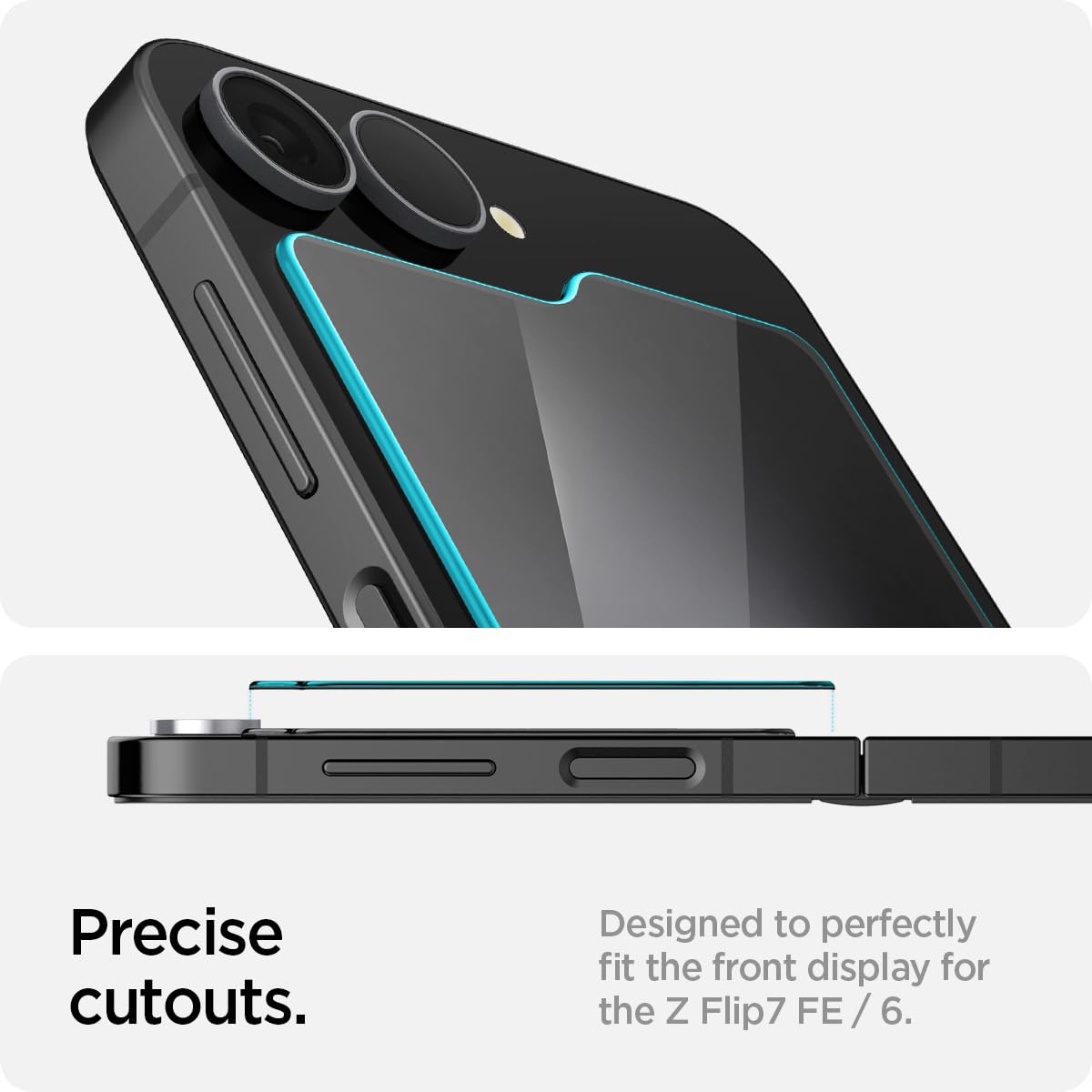Spigen Galaxy Z Flip 7 FE / Flip 6 / Flip 5 Screen Protector - Glas.tR EZ Fit Tempered Glass (2 Pack) - Clear - image 5