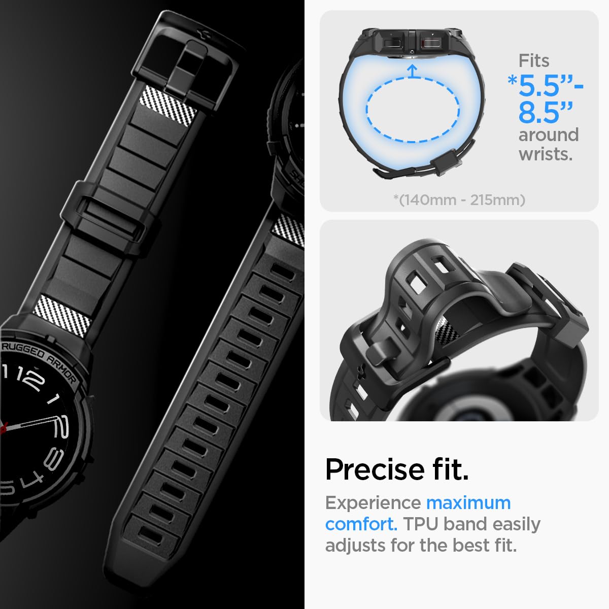 Spigen Galaxy Watch 6 Classic 43mm Case + Band - Rugged Armor Pro – Black – detail image 3