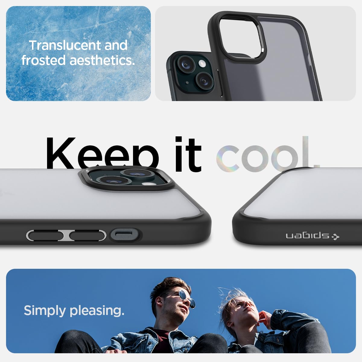 Spigen Ultra Hybrid case for iPhone 15 in Frost Black – detail image 2