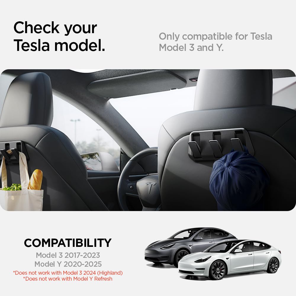 Spigen Tesla Model 3 & Model Y Legacy Seat Hooks 2-Pack - Black - image 2