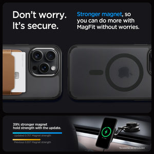 Spigen Ultra Hybrid (MagFit) case for iPhone 15 Pro Max in Frost Black – detail image 4