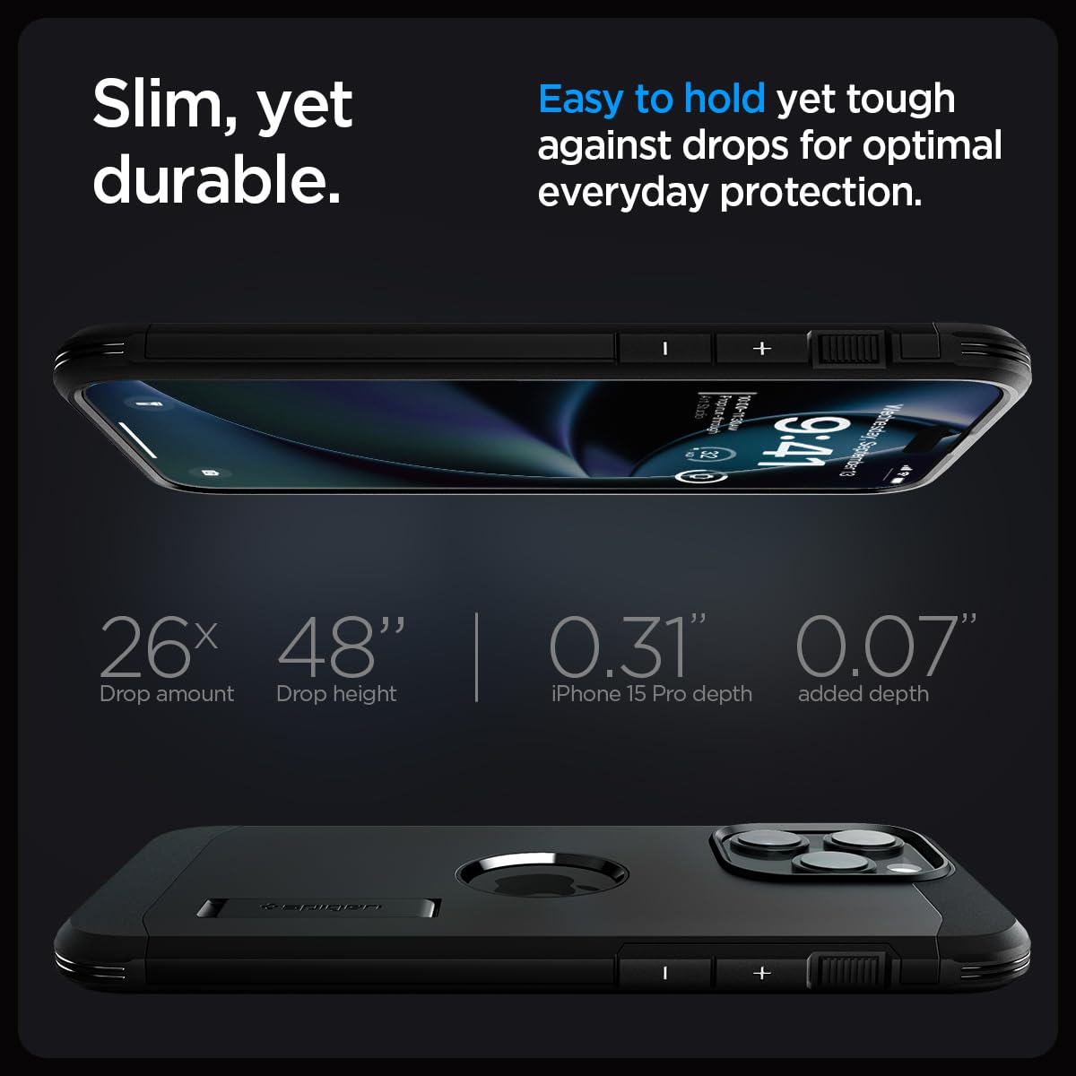 Spigen Tough Armor (MagFit) case for iPhone 15 Pro Max in Black – detail image 6