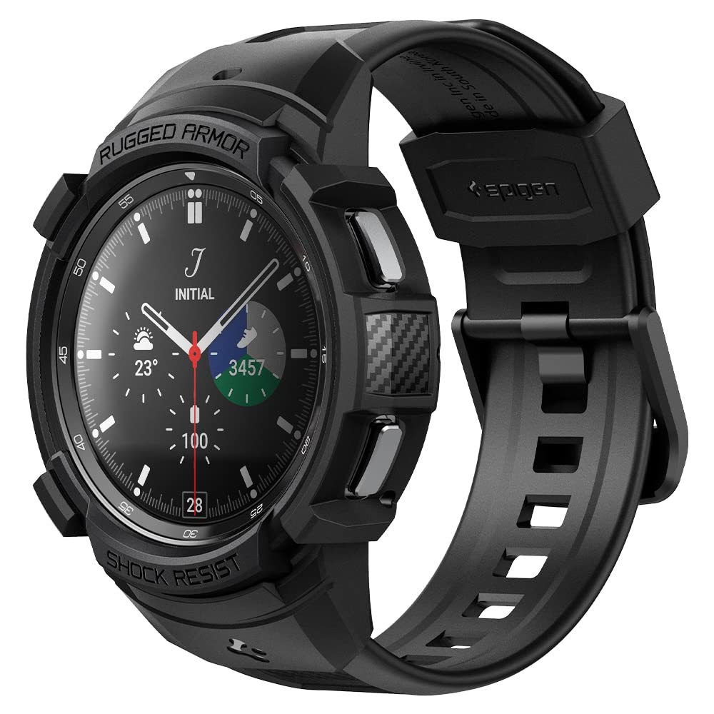 Spigen Galaxy Watch 4 Classic 46mm Case + Band - Rugged Armor Pro - Black - image 1