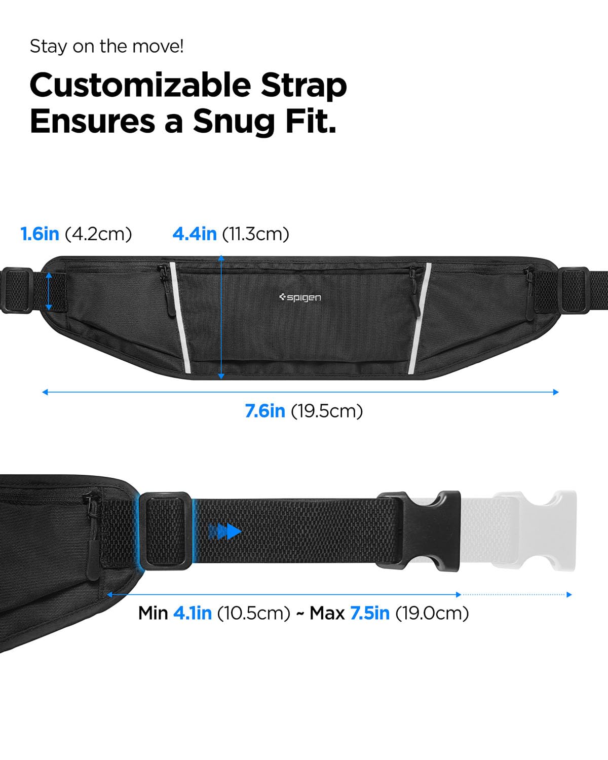 Spigen Life A710 Adjustable Running Waist Belt - Black - image 6