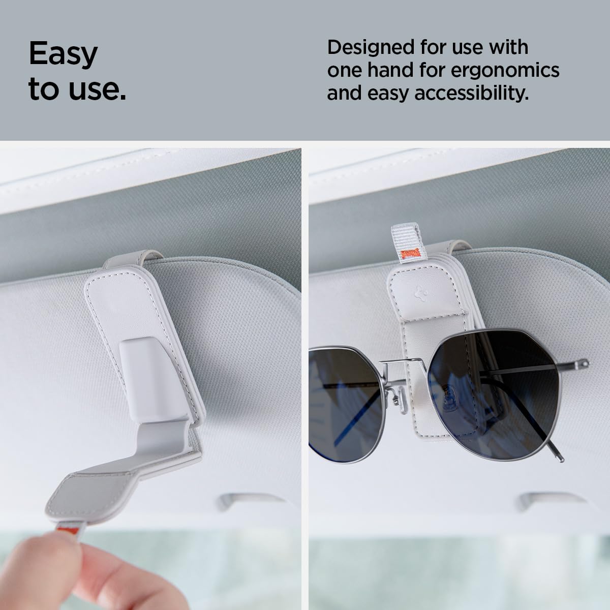 Spigen Car Visor Sunglasses Holder – SH101 Vegan Leather 2-Pack - Gray - image 6