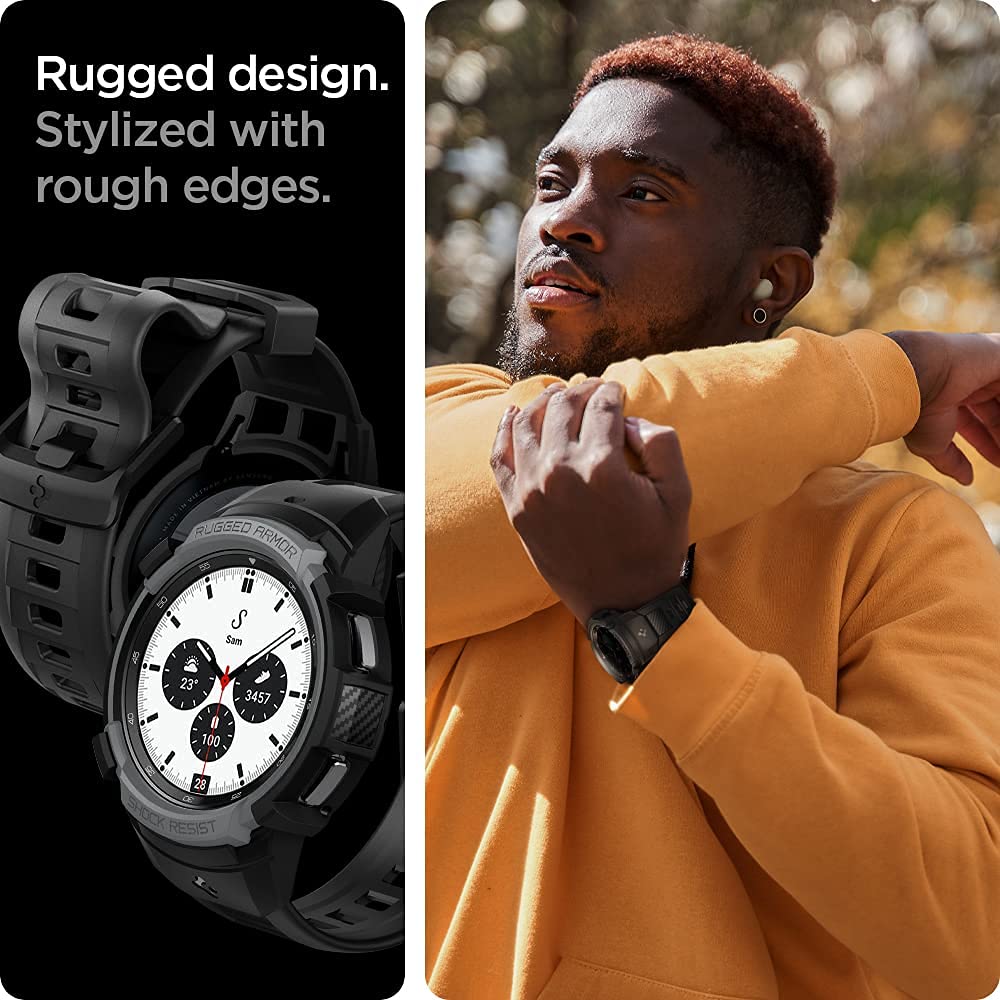Spigen Galaxy Watch 4 Classic 46mm Case + Band - Rugged Armor Pro - Charcoal Gray - image 5