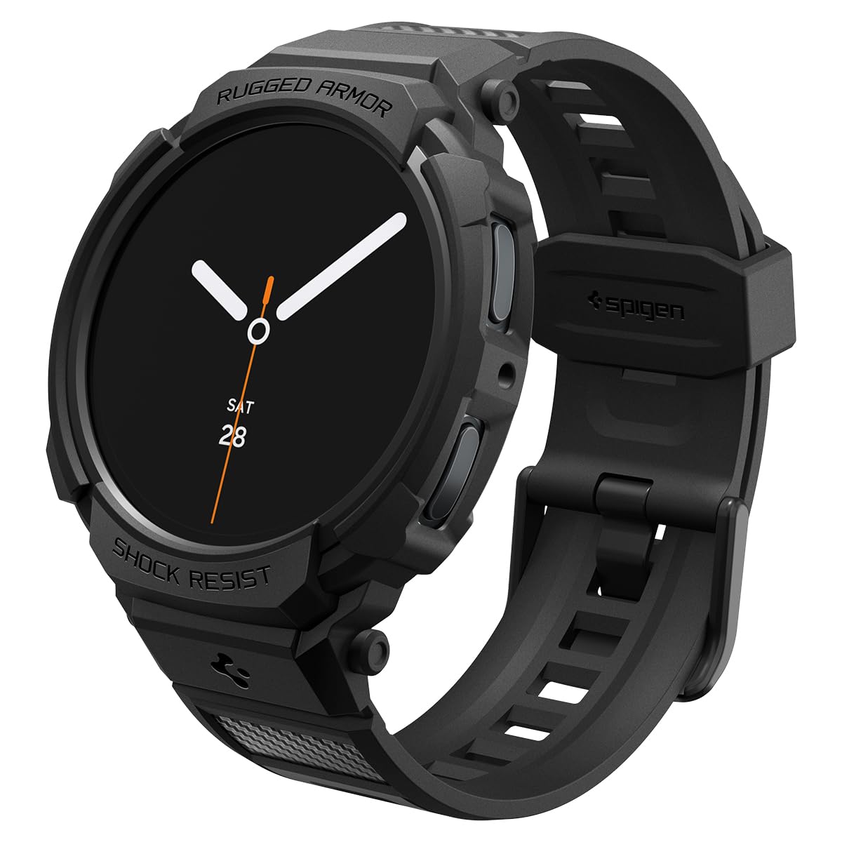 Spigen Galaxy Watch 9 44mm Case + Band - Rugged Armor Pro - Matte Black - image 1