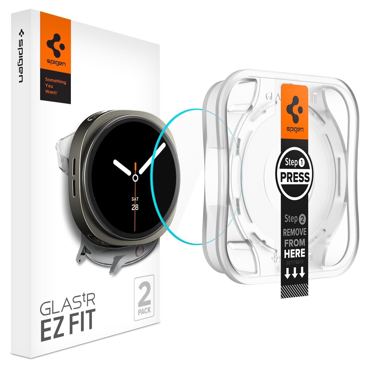 Spigen Galaxy Watch 9 / 8 44mm Screen Protector - Glas.tR EZ Fit (2 Pack) - Clear - image 1