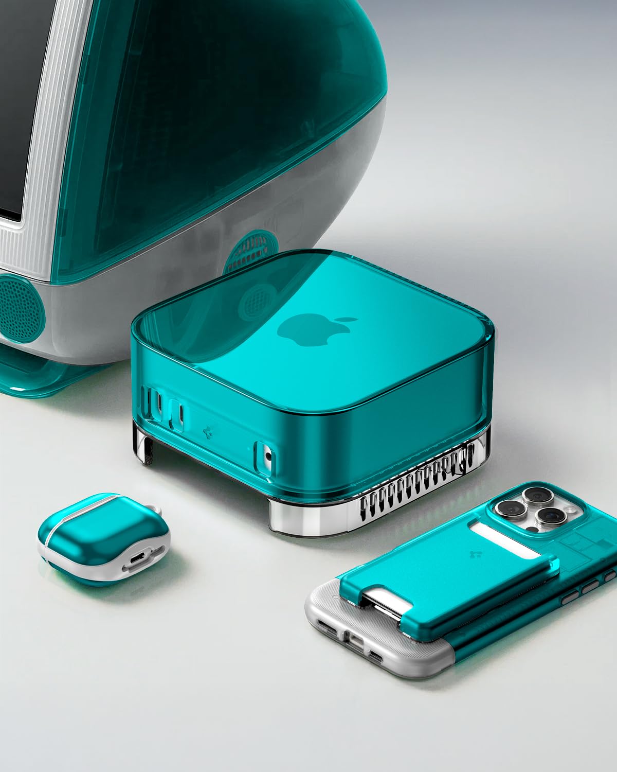 Spigen Classic C1 Filter Case Stand for Mac mini M4 and M4 Pro - Bondi Blue - image 3