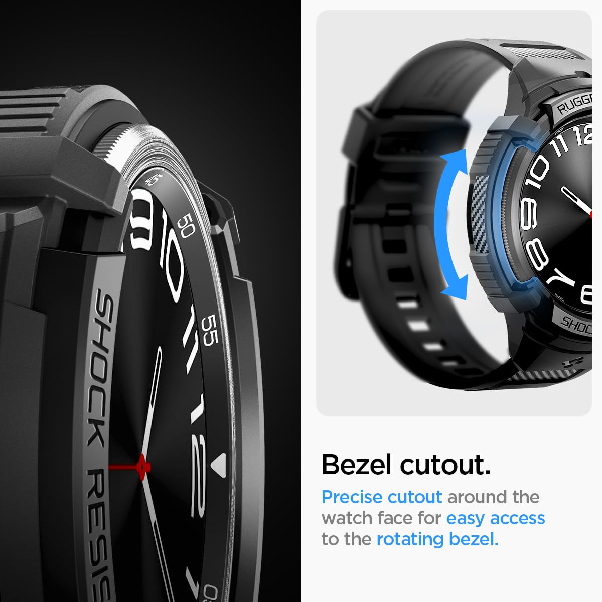 Spigen Galaxy Watch 6 Classic 43mm Case + Band - Rugged Armor Pro – Black – detail image 5