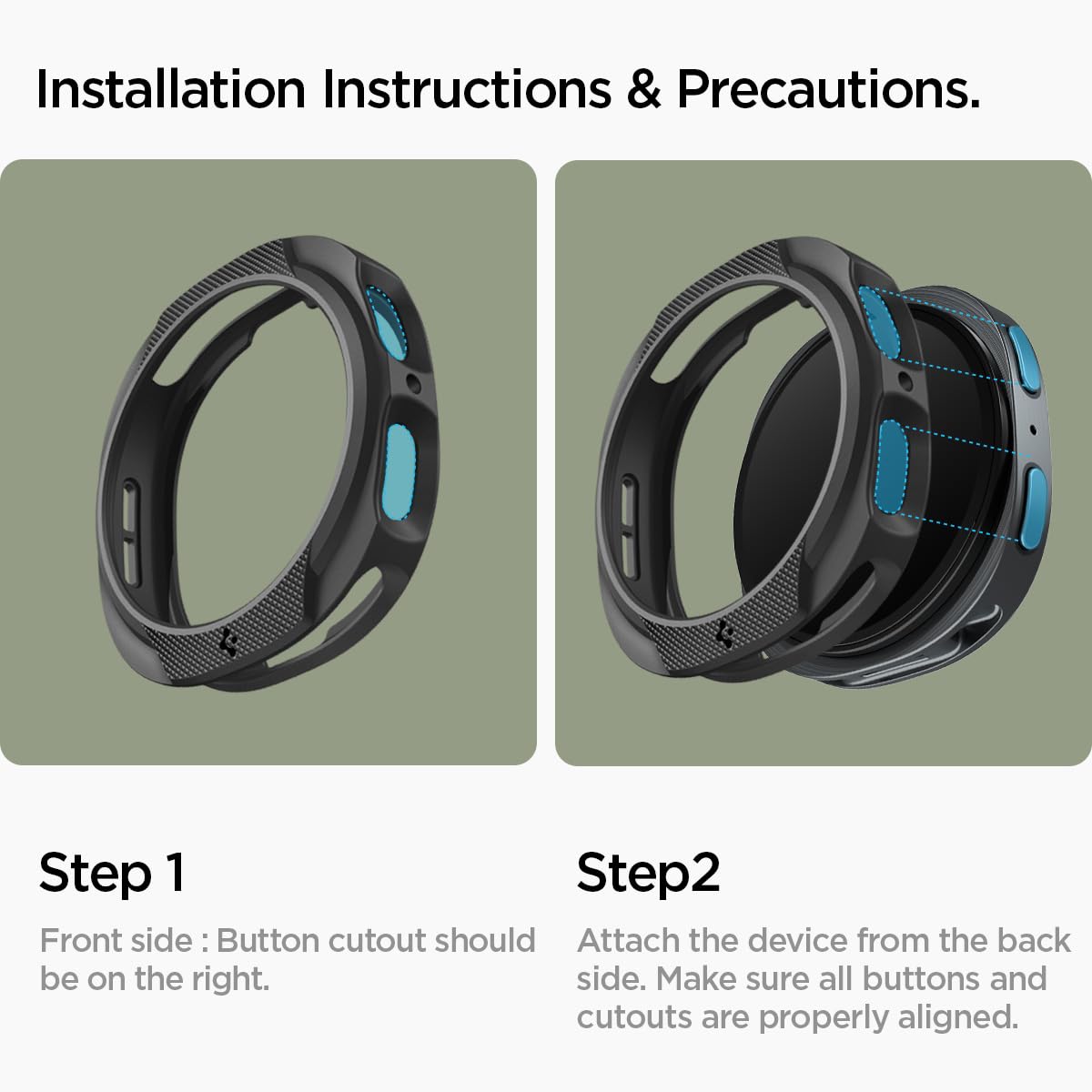 Spigen Galaxy Watch 9 44mm Case - Liquid Air - Matte Black - image 2