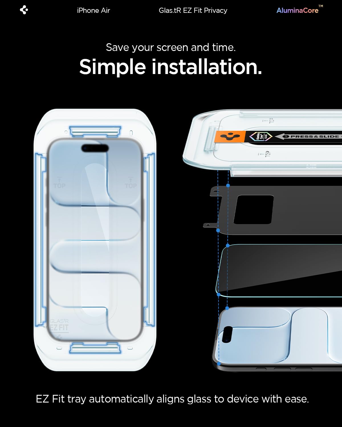 Spigen iPhone Air Screen Protector Glas.tR EZ Fit Privacy - Transparency - image 6