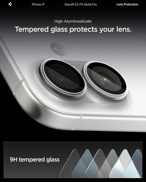 Spigen iPhone 17 Camera Lens Protector GLAS.tR EZ Fit Optik Pro (2 Pack) - Silver - image 6