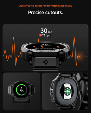 Spigen Galaxy Watch 9 44mm Case + Band - Rugged Armor Pro - Matte Black - image 7