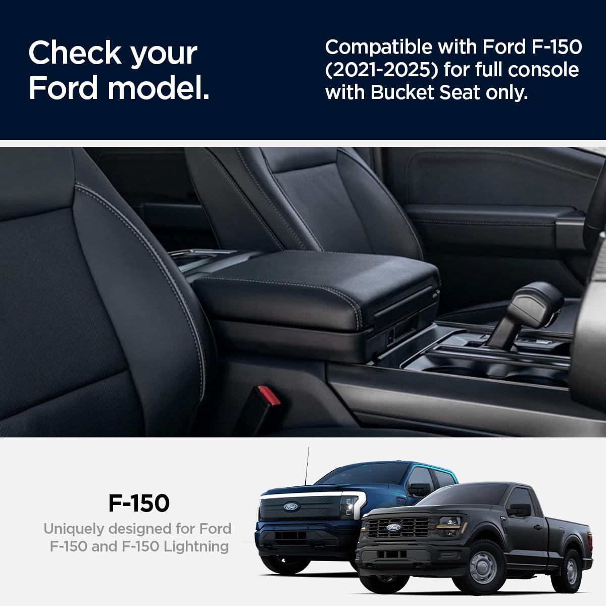 Spigen Ford F-150 and F-150 Lightning Armrest Organizer - Black - image 3