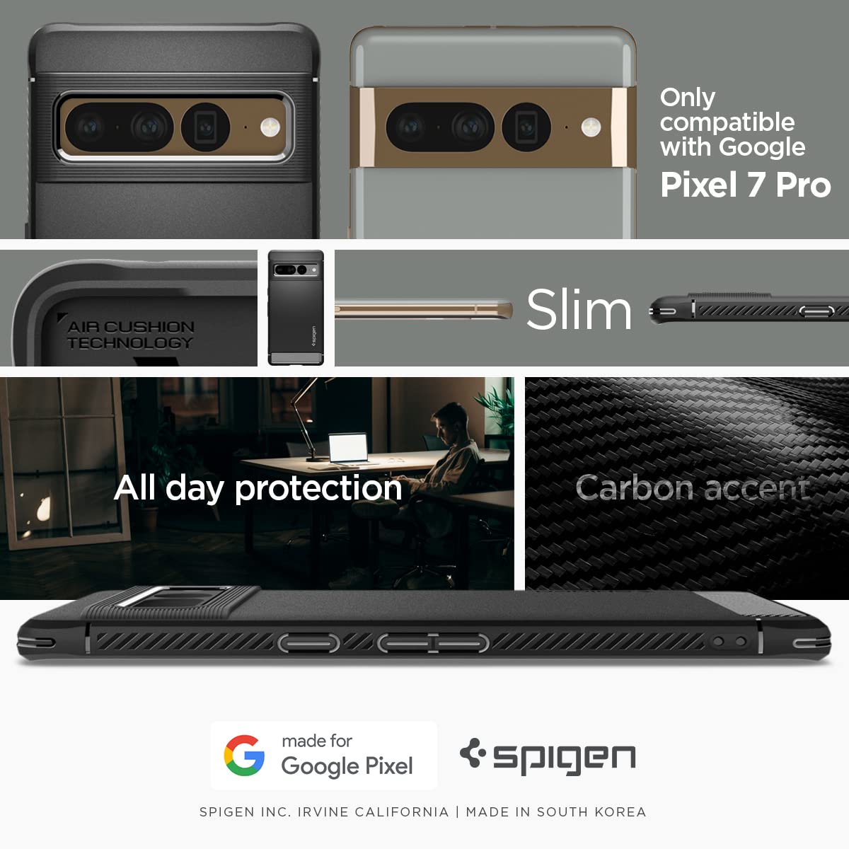 Spigen Rugged Armor Google Pixel 7 Pro Phone Case - Matte Black - image 2