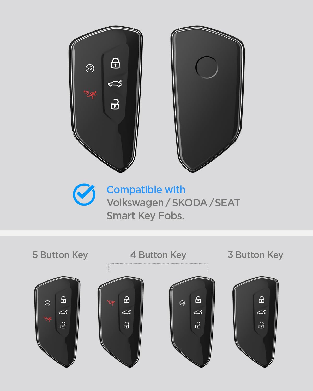 Spigen Volkswagen Golf, ID.4, Tiguan and Atlas smart key fob case VK100 - Black - image 7