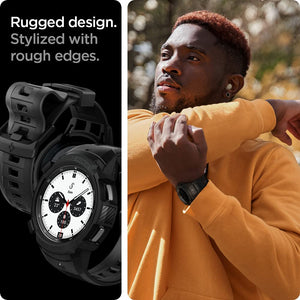 Spigen Galaxy Watch 4 Classic 46mm Case + Band - Rugged Armor Pro - Black - image 5