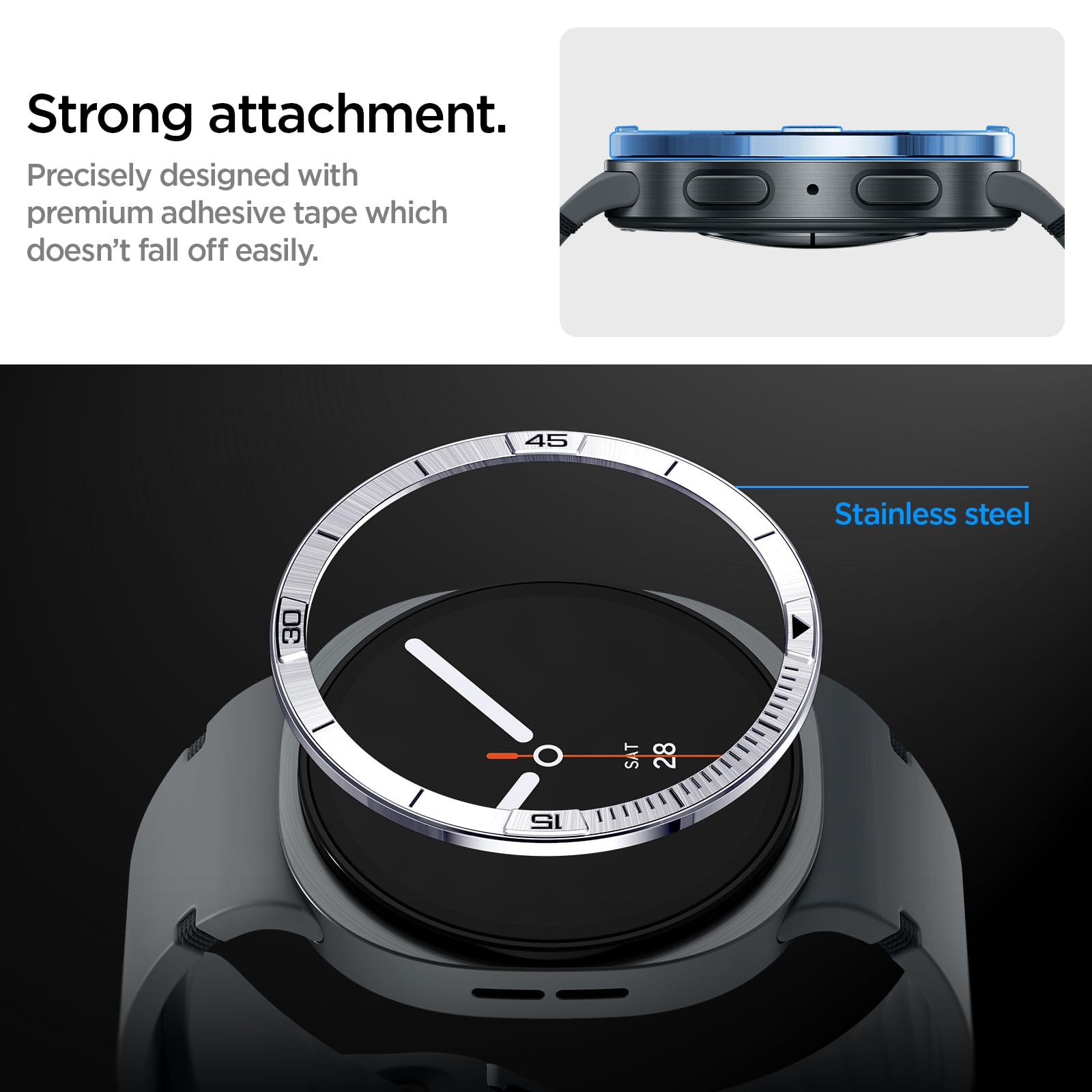 Spigen Galaxy Watch 9 44mm Bezel Ring - Bezel Tune - Silver Pilot - image 6
