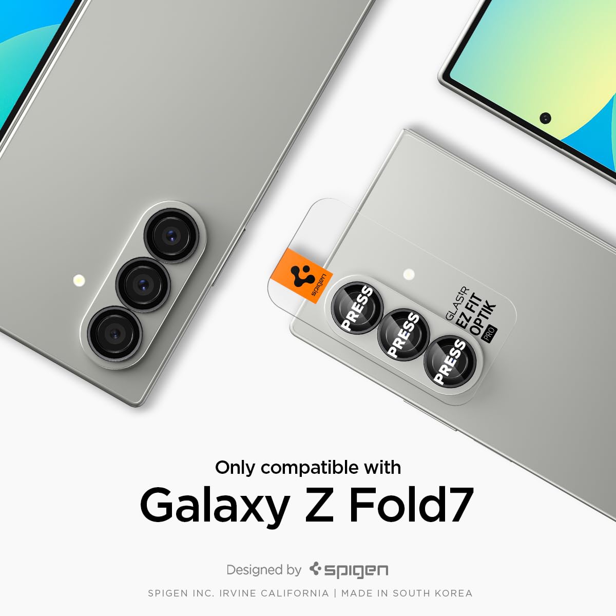 Spigen Galaxy Z Fold 7 Lens Protector - Glas.tR EZ Fit Optik Pro (2 Pack) - Black - image 2
